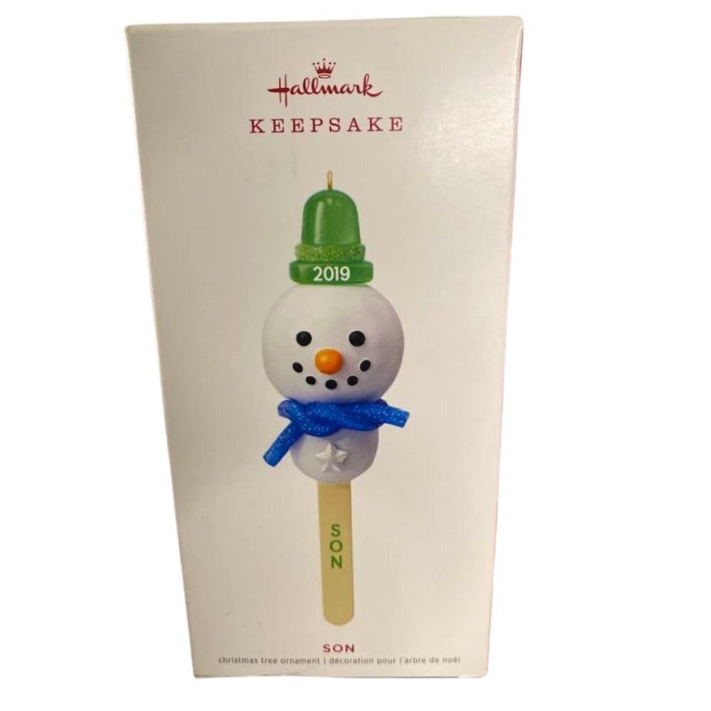 2 for $20 NWT Hallmark Keepsake Son Cake Pop Snowman Collectible Ornament 2019